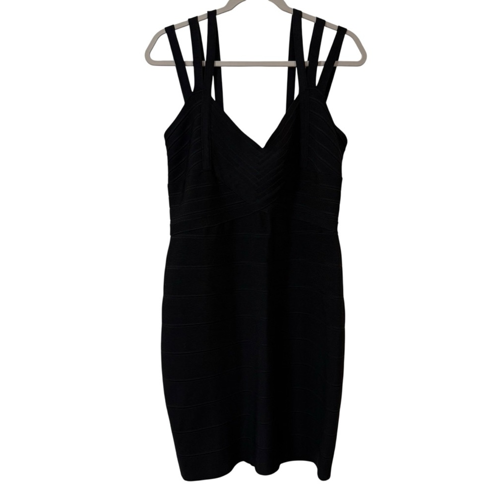 Alice + Olivia bandage bodycon dress black size 10 cocktail LBD